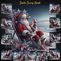 Whimsical Santa on Snowy Beach