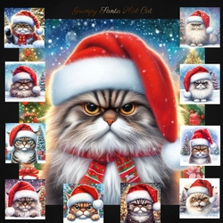 Grumpy Santa Hat Cat