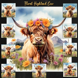 Floral Highland Cow
