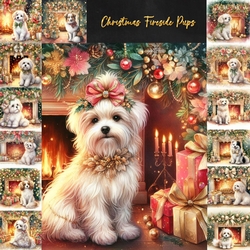 Christmas Fireside Pup