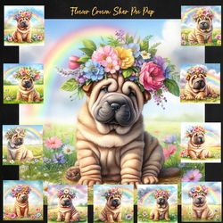 Flower Crown Shar pei Pup