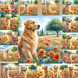 Golden Retriver Poppy Field