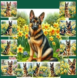 Daffodil Garden German Shepherd