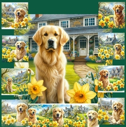 Daffodil Garden Golden Retriever