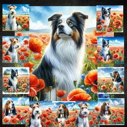 Beautiful Poppy Field Dogs 6