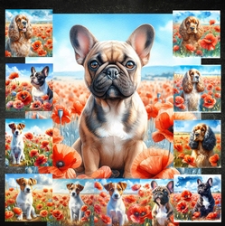 Beautiful Poppy Field Dogs 9