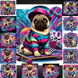 Skateboarding Pug