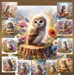 Floral Tree Stump Owl 