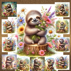 Floral Tree Stump Sloth