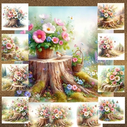Floral Tree Stump