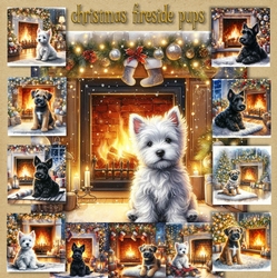 Christmas Fireside Pups 2