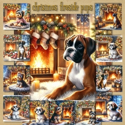 Christmas Fireside Pups 3