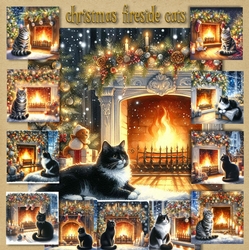 Christmas Fireside Cats 1