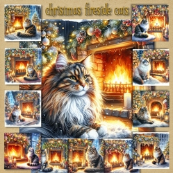 Christmas Fireside Cats 3