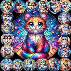 Stained Glass Cats & Dogs PNG