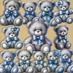 Blue Bow Teddy Bear Clip Art
