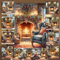 Old Christmas Cottage Fireplace