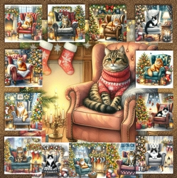 Christmas Chair Cats 2