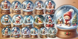  Christmas Teddy Bear Snowglobes  Clipart