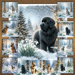 Winter Snowdrop Forest Dogs 1