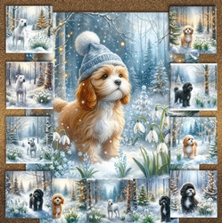Winter Snowdrop Forest Dogs 11