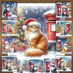 Christmas Post Box Cats 2