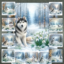 Winter Snowdrop Forest Husky