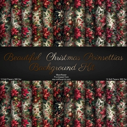 Beautiful Christmas Poinsettias Background Kit