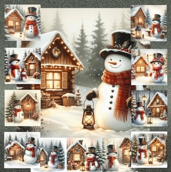 Winter Cabin Snowman