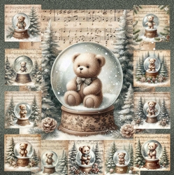 Vintage Music Christmas Teddy Snow Globe