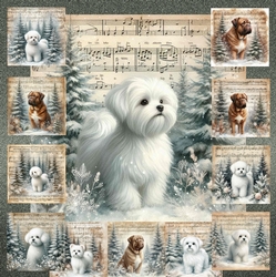 Vintage Music Christmas Dogs 1