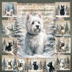 Vintage Music Christmas Dogs 11