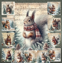 Vintage Music Christmas Squirrels