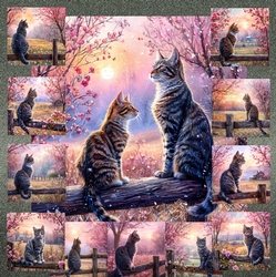 Blossom Tree Fence Cats