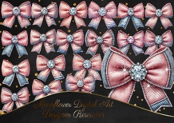 Pink Denim Gem Bow Clipart