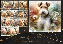 Watercolour Floral Dogs 3