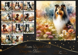 Watercolour Floral Dogs 5