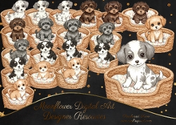 Puppy Basket Clipart