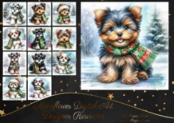Cute Christmas Scarf Pups 10