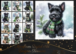 Cute Christmas Scarf Pups 12