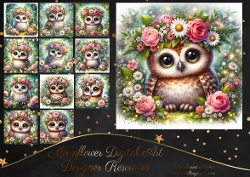 Floral Owls