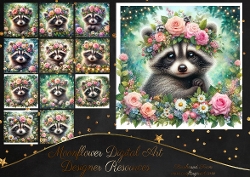 Floral Racoons