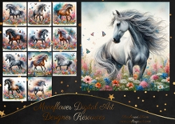 Floral Meadow Horses 2