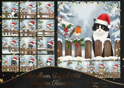 Christmas Picket Fence Cats 2
