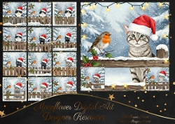Christmas Picket Fence Cats 3