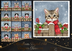Festive Fence Cats