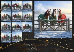 Winter Field gate Horses 2