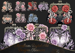 Victorian Rose Handbags CLIPART