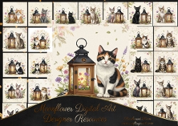 Floral lantern cats