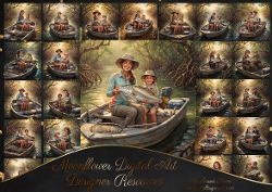 Aussie fishing mum and girls